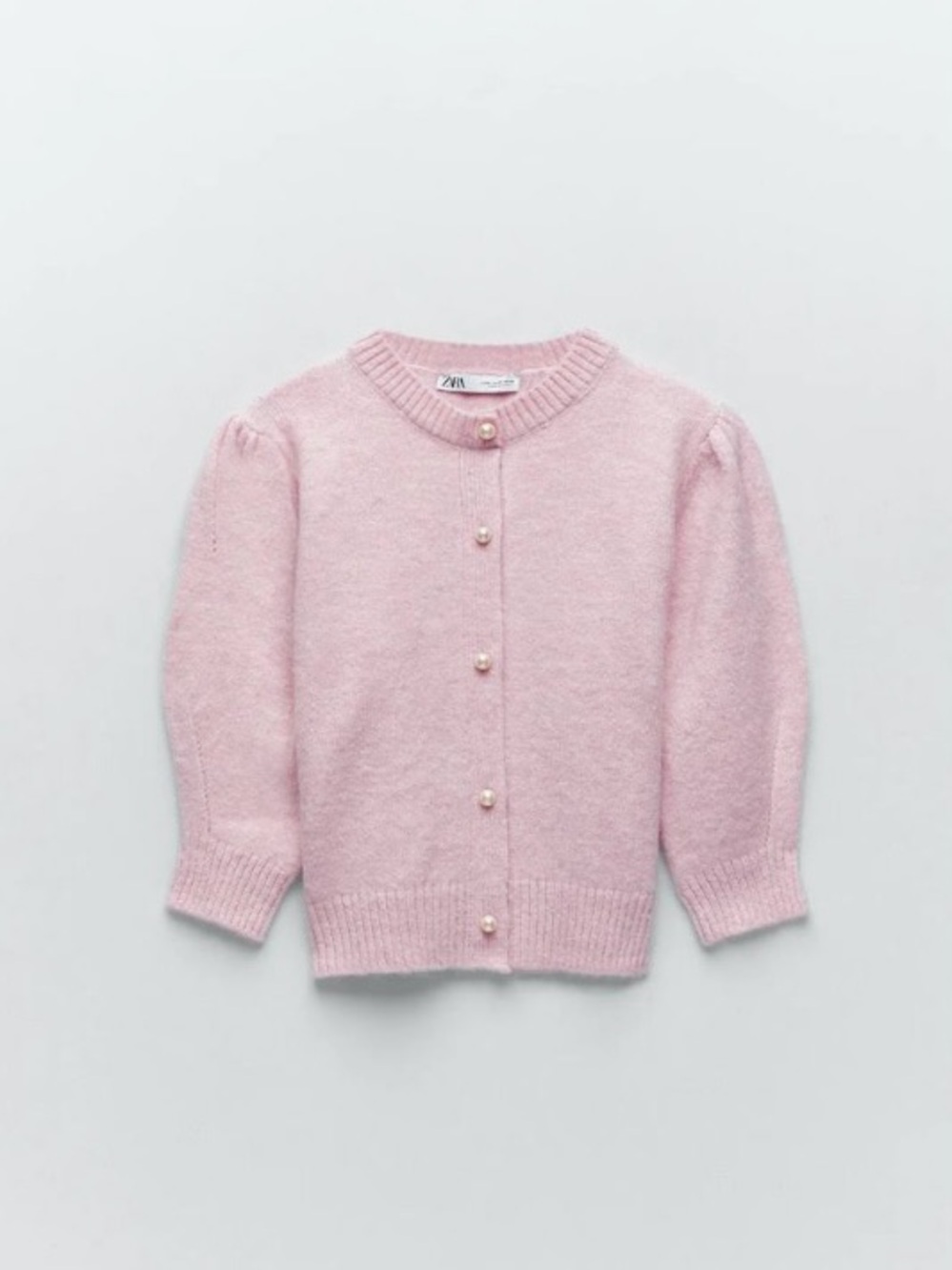 Zara Soft Pink Pearl-Button Cardigan | Feminine Romantic Knit | Size L